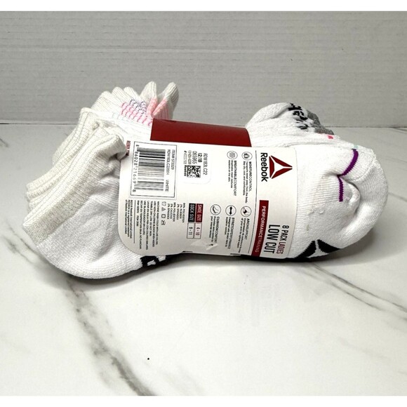 Reebok Ladies 8 Pk Low Cut White Performance Training Socks Shoe Size 4 -10 New! - Picture 3 of 5